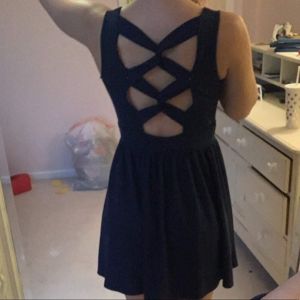 Simple Navy Dress With Fun Back